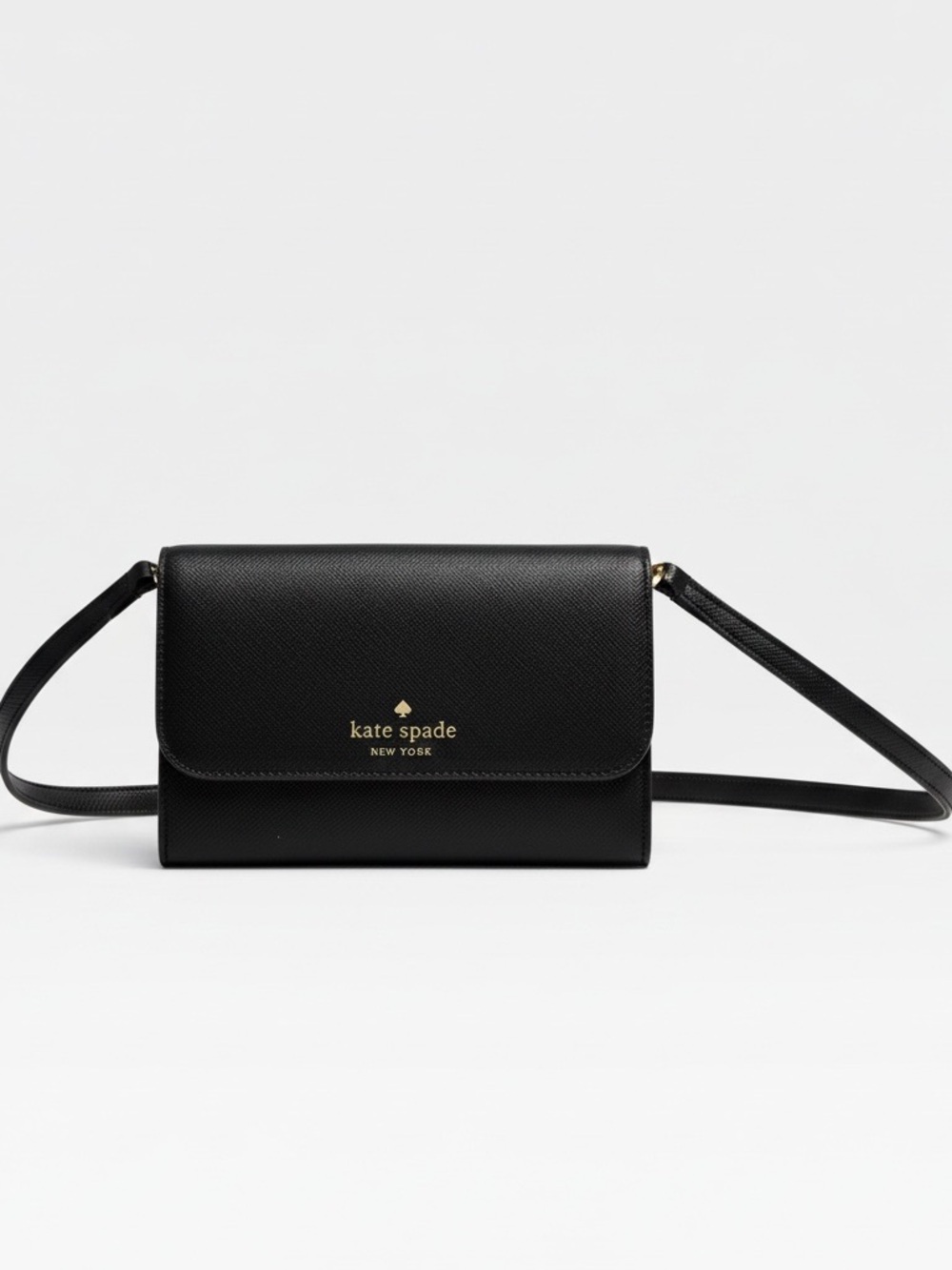 Kate Spade Black Saffiano Leather Wallet Crossbody Bag, Clutch